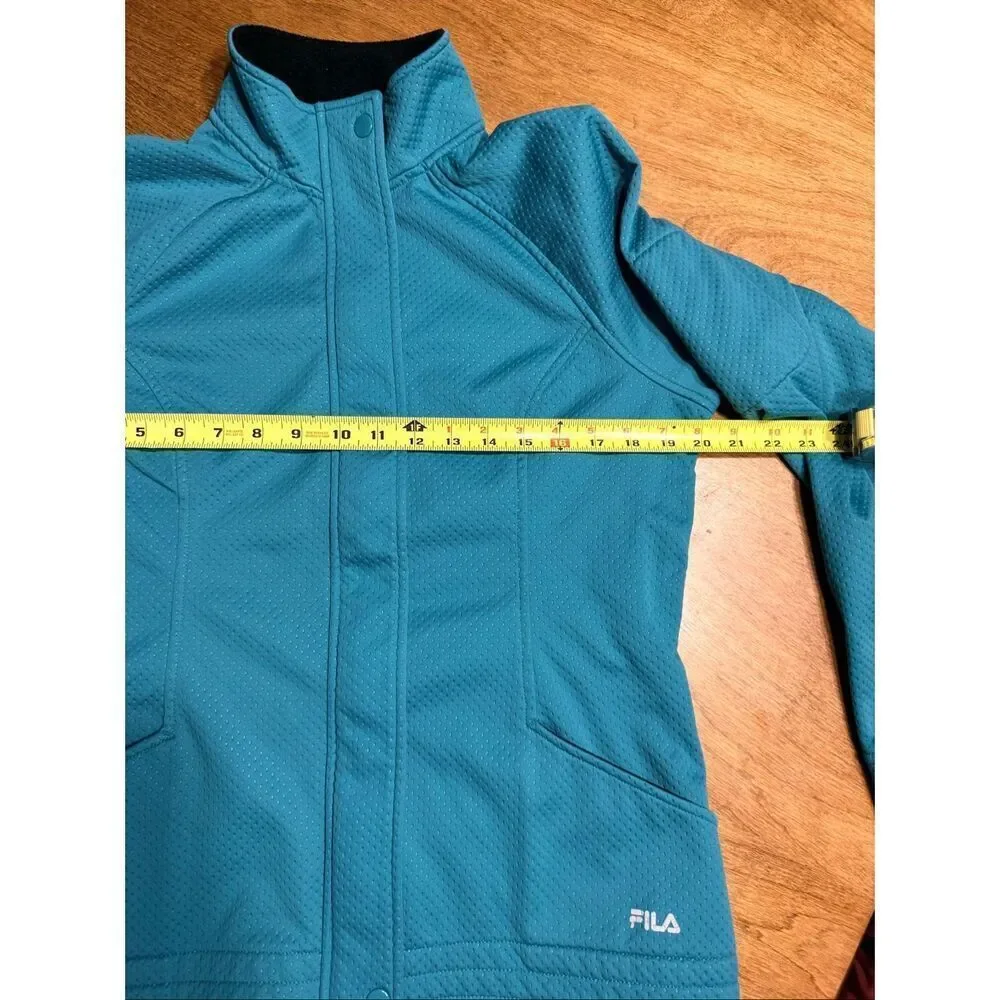 Fila Women's Soft Shell Long Sleeve Mock Neck Full Zip Jacket Turquoise Medium